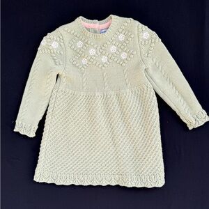 cupcakes & cashmere Light Olive Green Knit Dress Knit Daisies pink Buttons